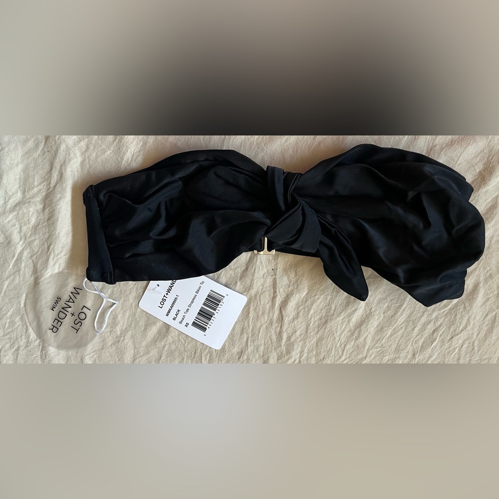 Lost + Wander Black Beach Tide Strapless Bikini Top Size XS NWT